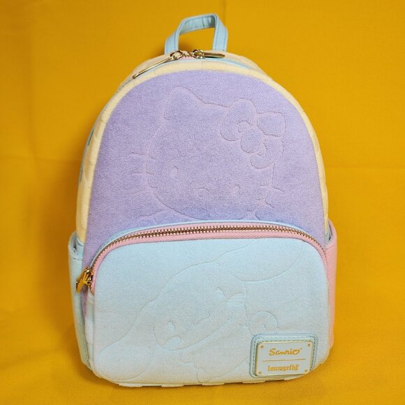 Loungefly SDCC LE Hello Kitty & Friends Color Block Terry Cloth Mini Backpack - Picture 2 of 12